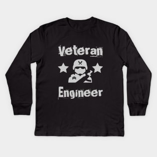 Veteran Engineer Army Grey Kids Long Sleeve T-Shirt